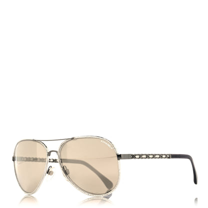 Chanel Metal Polarized Pilot Winter Sunglasses 4219-Q Silver 1 of 8