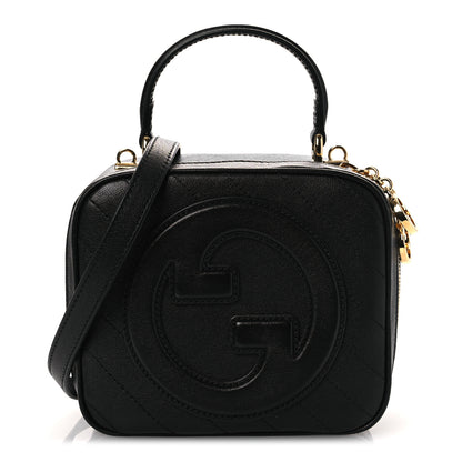 Gucci Sakai Be Green Calfskin Diagonal Stitched Blondie Top Handle Bag Black 1 of 10