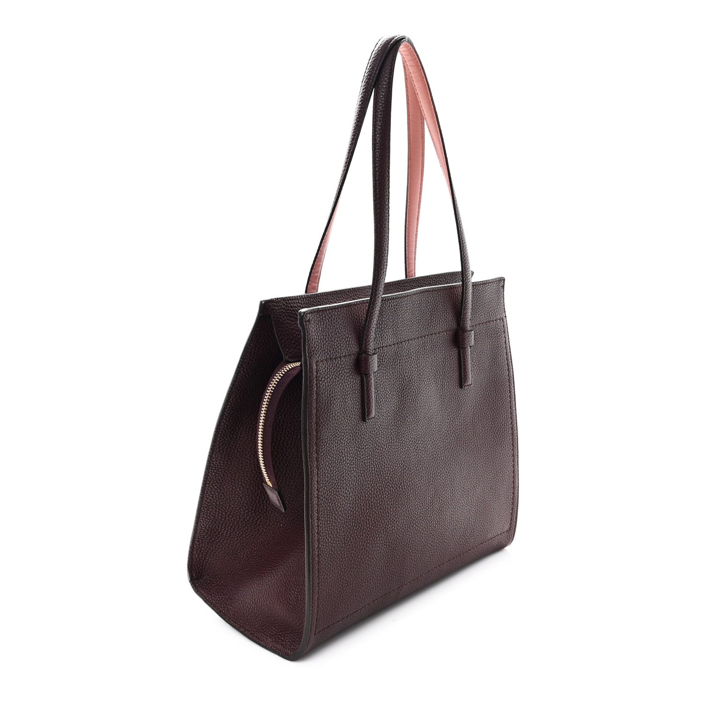 Hammered Calfskin Double Handle Medium Amy Tote Burgundy