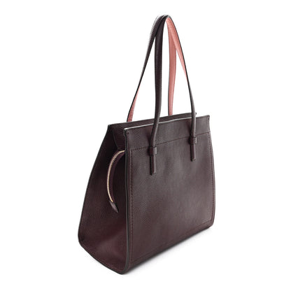 Salvatore Ferragamo Hammered Calfskin Double Handle Medium Amy Tote Burgundy 3 of 11