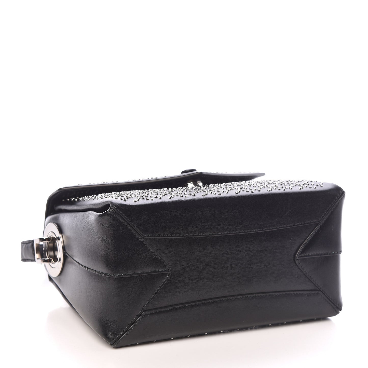 Calfskin Studded Arabesque Shoulder Bag Black