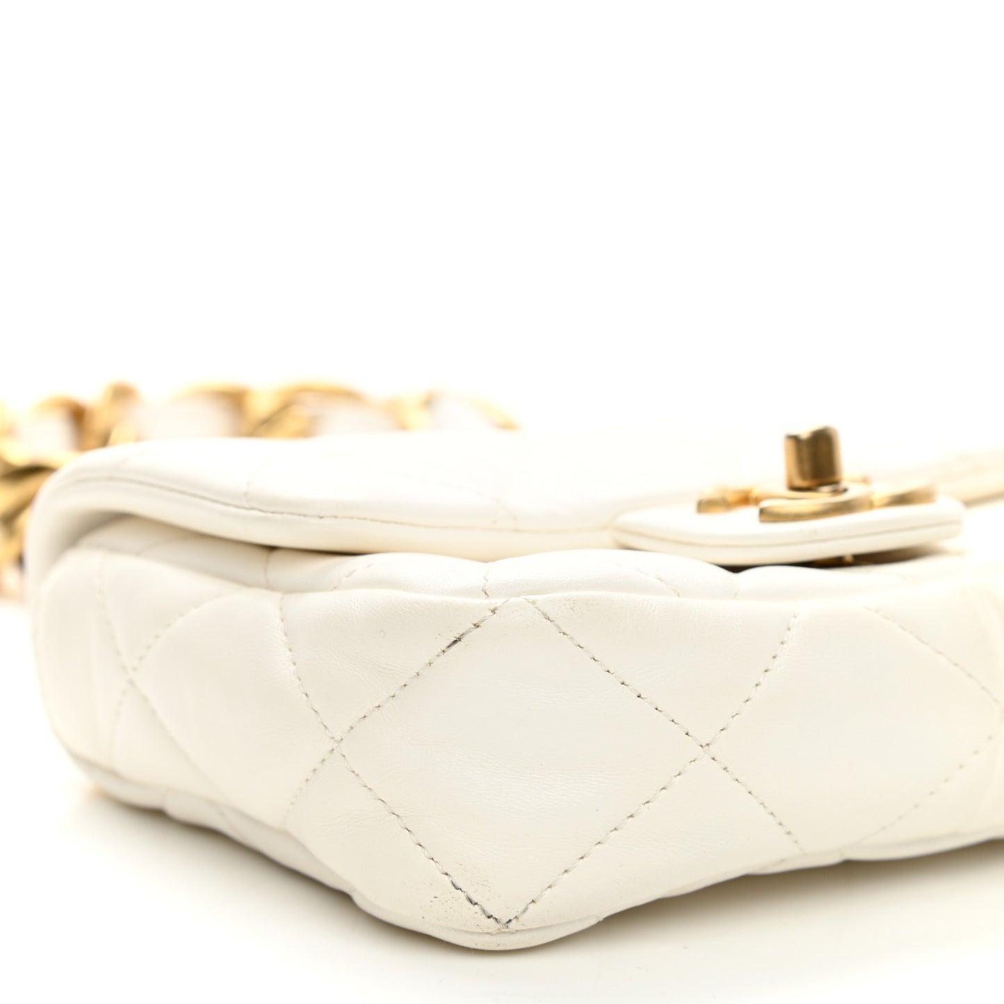 Lambskin Quilted Mini Funky Town Flap White
