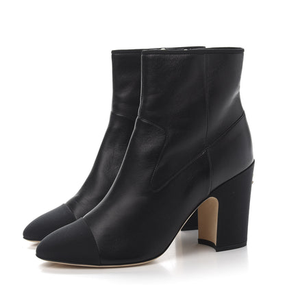 Chanel Lambskin Grosgrain CC Cap Toe Short Boots 39.5 Black 3 of 10