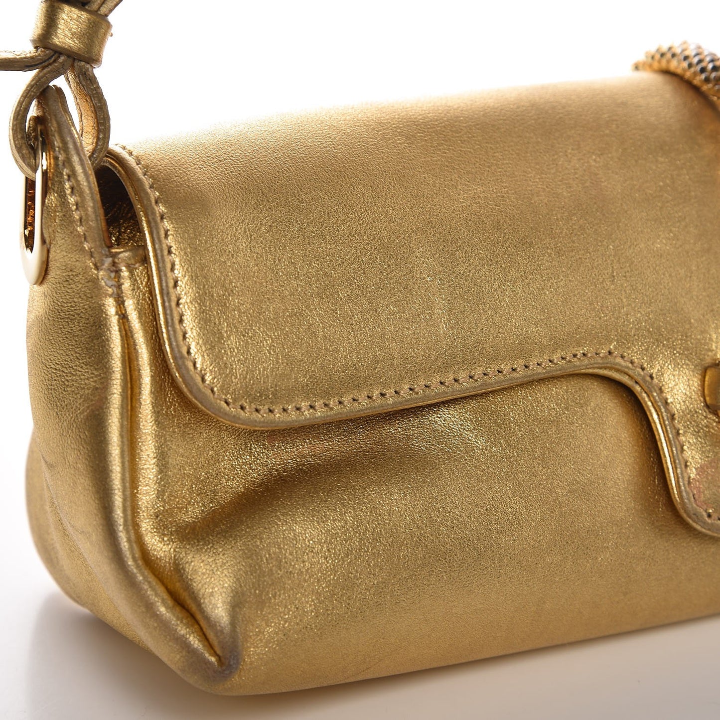 Metallic Lambskin Tulita Evening Bag Gold