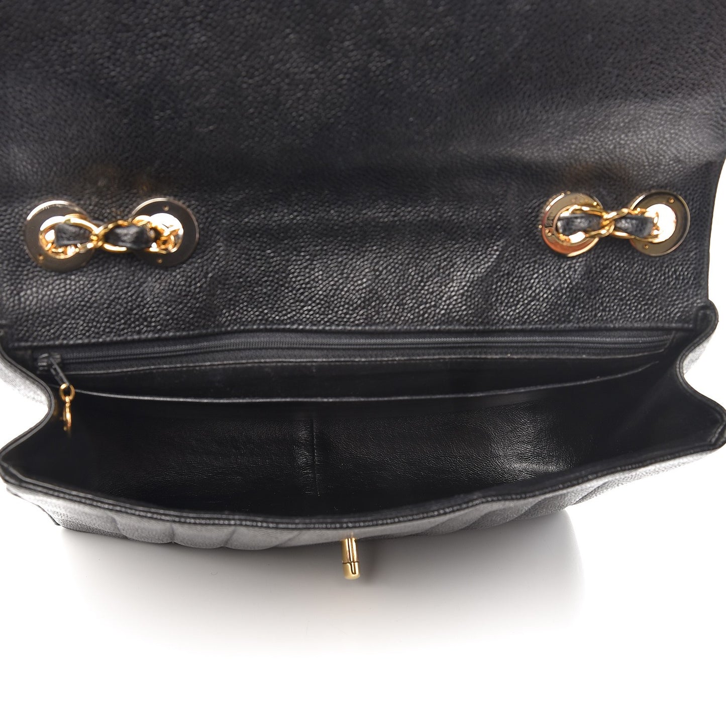 Caviar Vertical Quilted Jumbo Flap Black