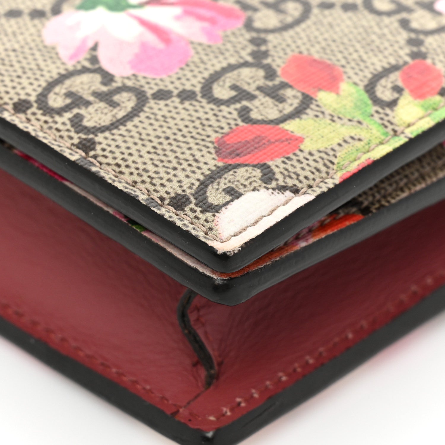 Gucci GG Supreme Monogram Blooms Chain Wallet Beige Multicolor Dry Rose 11 of 15