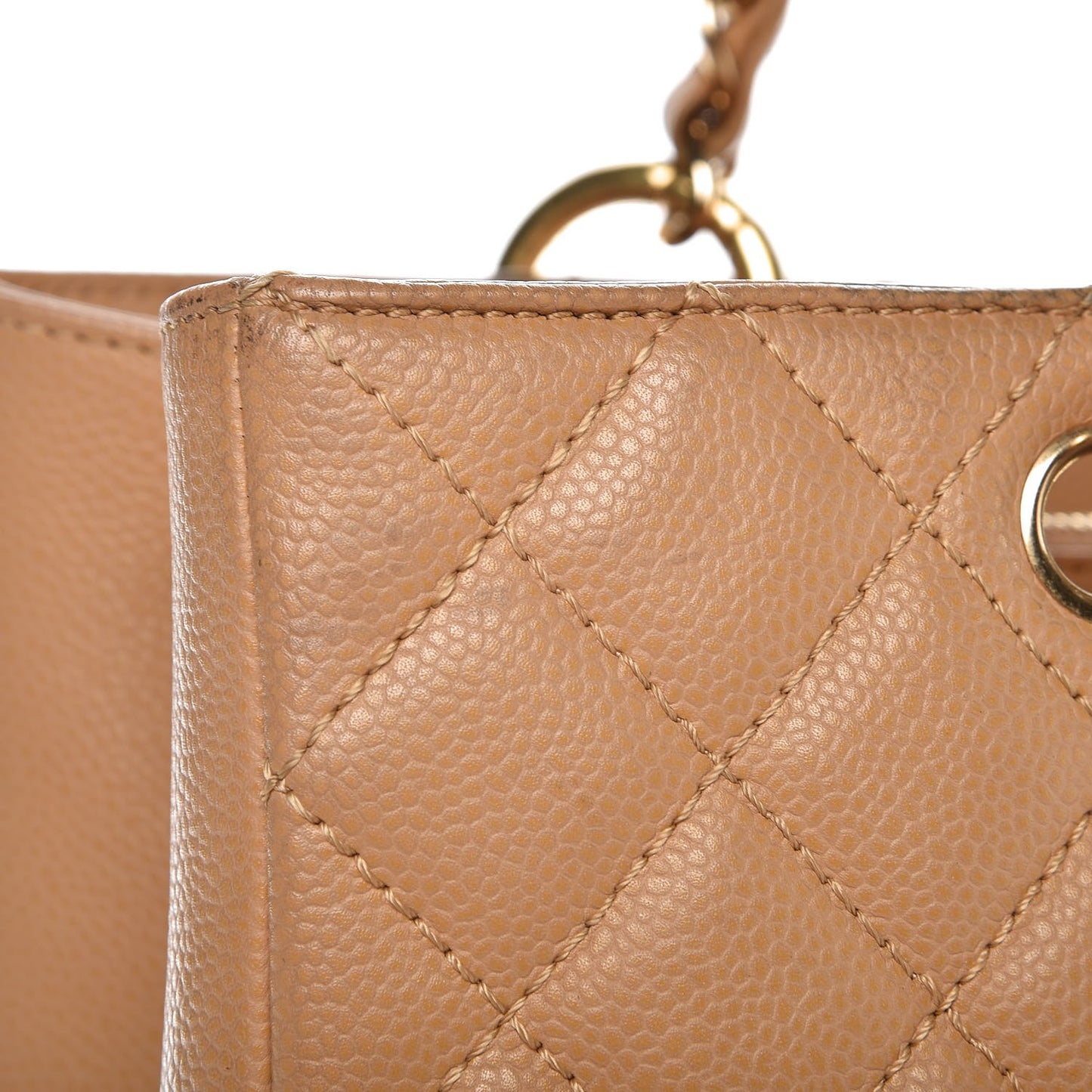 Caviar Quilted Grand Shopping Tote GST Beige