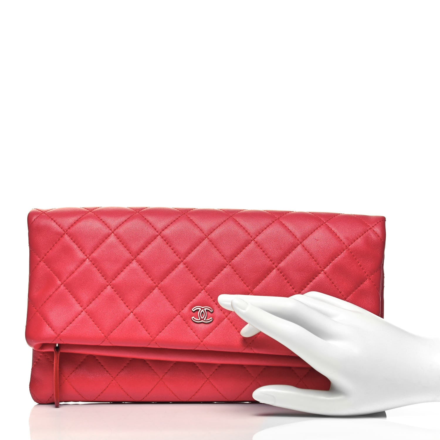 Chanel Lambskin Quilted CC Beauty Clutch Red 2 of 7