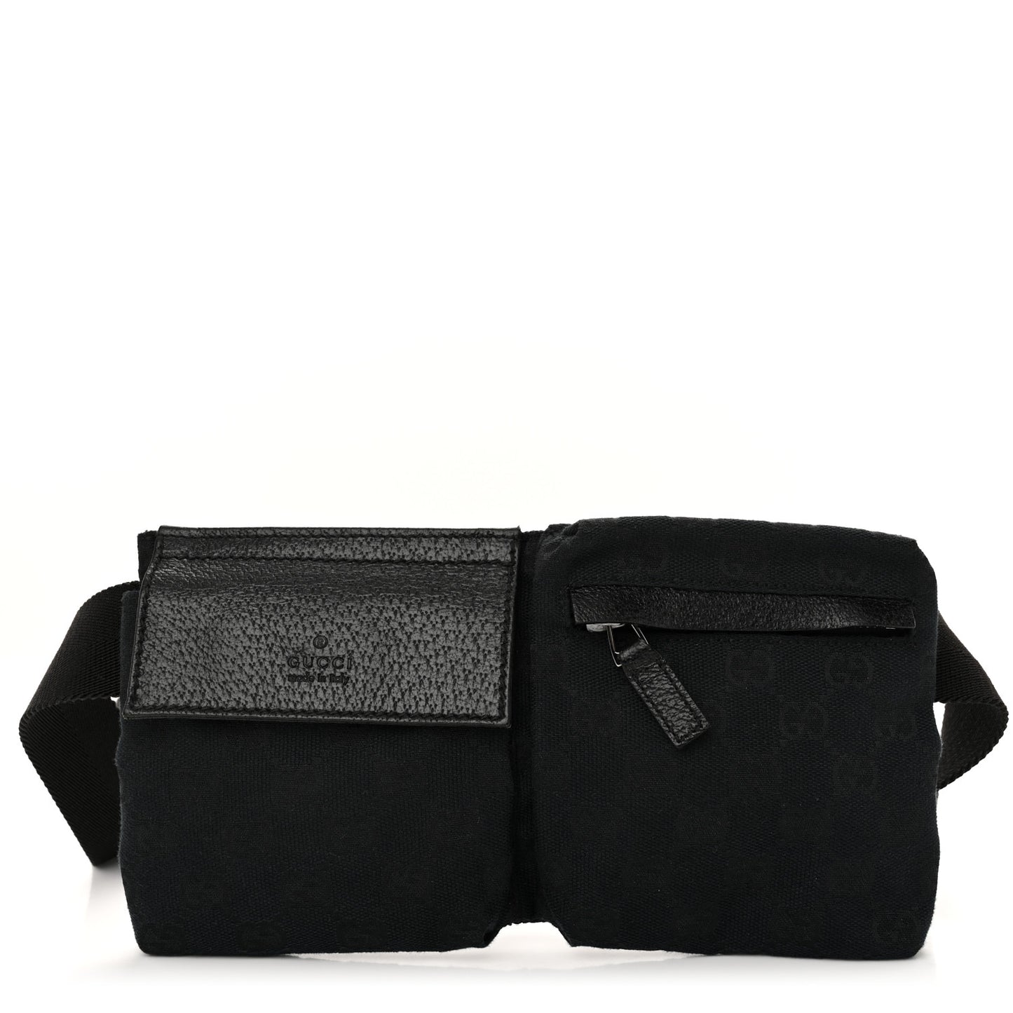 GG Monogram Double Pocket Belt Bag Black