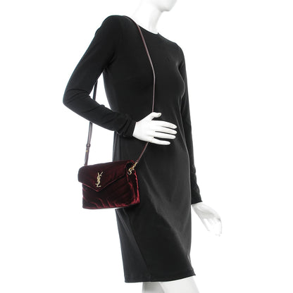 Saint Laurent Velvet Y Quilted Monogram Toy Loulou Crossbody Bag French Burgundy 2 of 10
