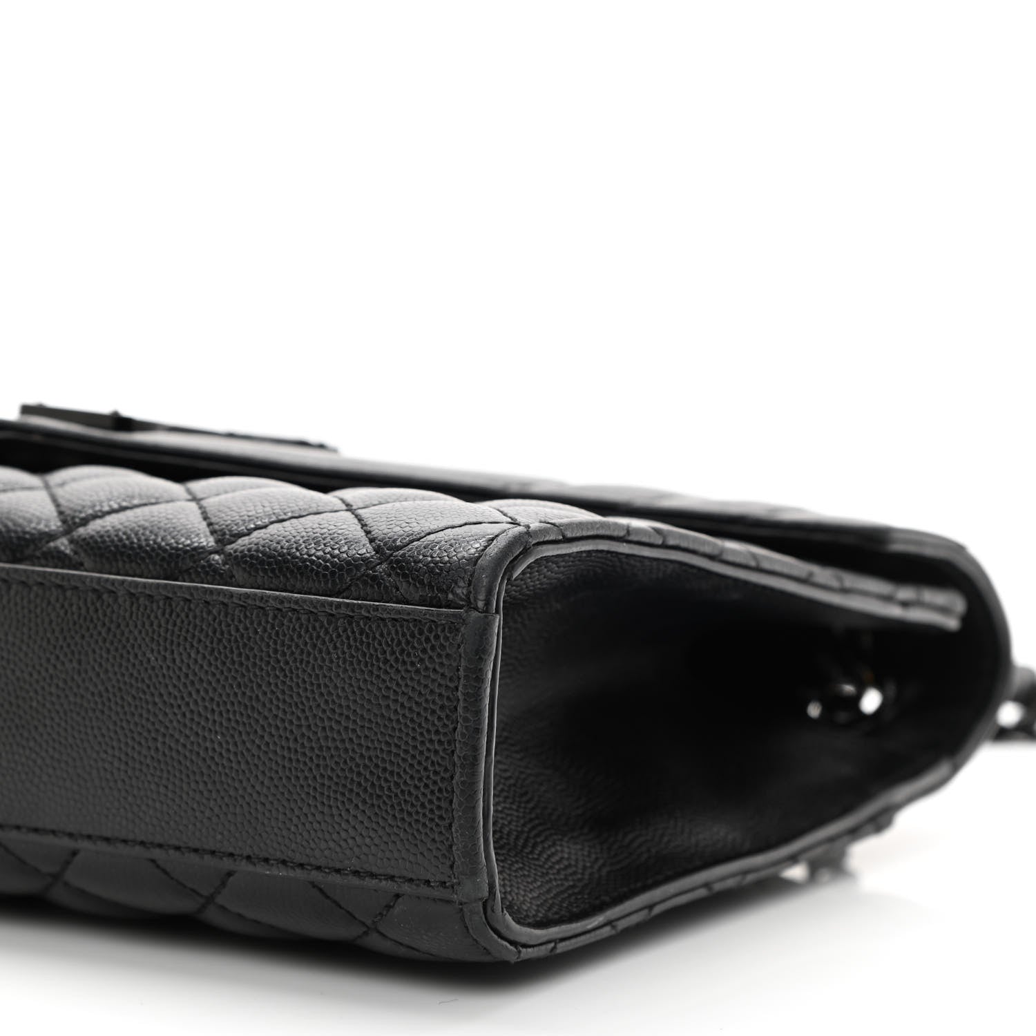 Saint Laurent Grain De Poudre Textured Mixed Matelasse Triquilt Medium Monogram Satchel Black 11 of 13