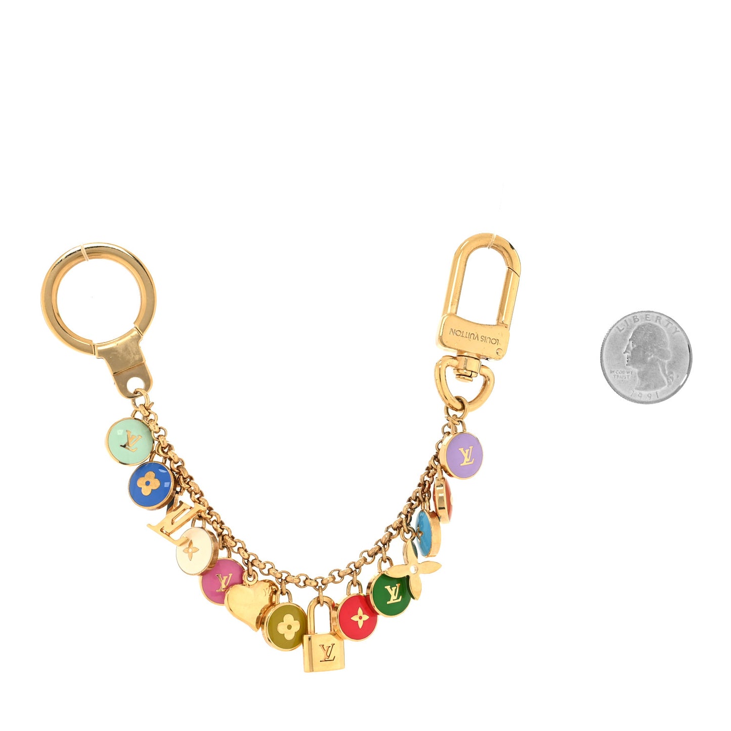 Metal Enamel Pastilles Key Chain Bag Charm Multicolor