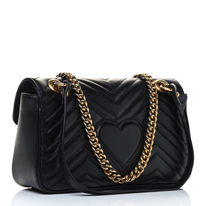 Gucci Calfskin Matelasse Small GG Marmont Shoulder Bag Black 2 of 4