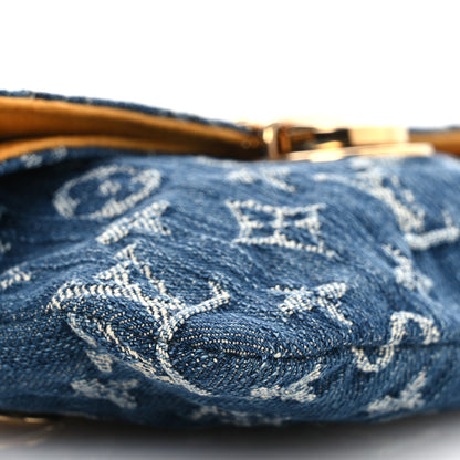 Louis Vuitton Monogram Denim Pochette Plat Clutch Blue 9 of 11