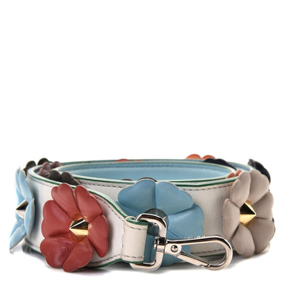 Fendi Vitello Dolce Flowerland Bi-Color Studded Strap You White Ice Multicolor 1 of 5