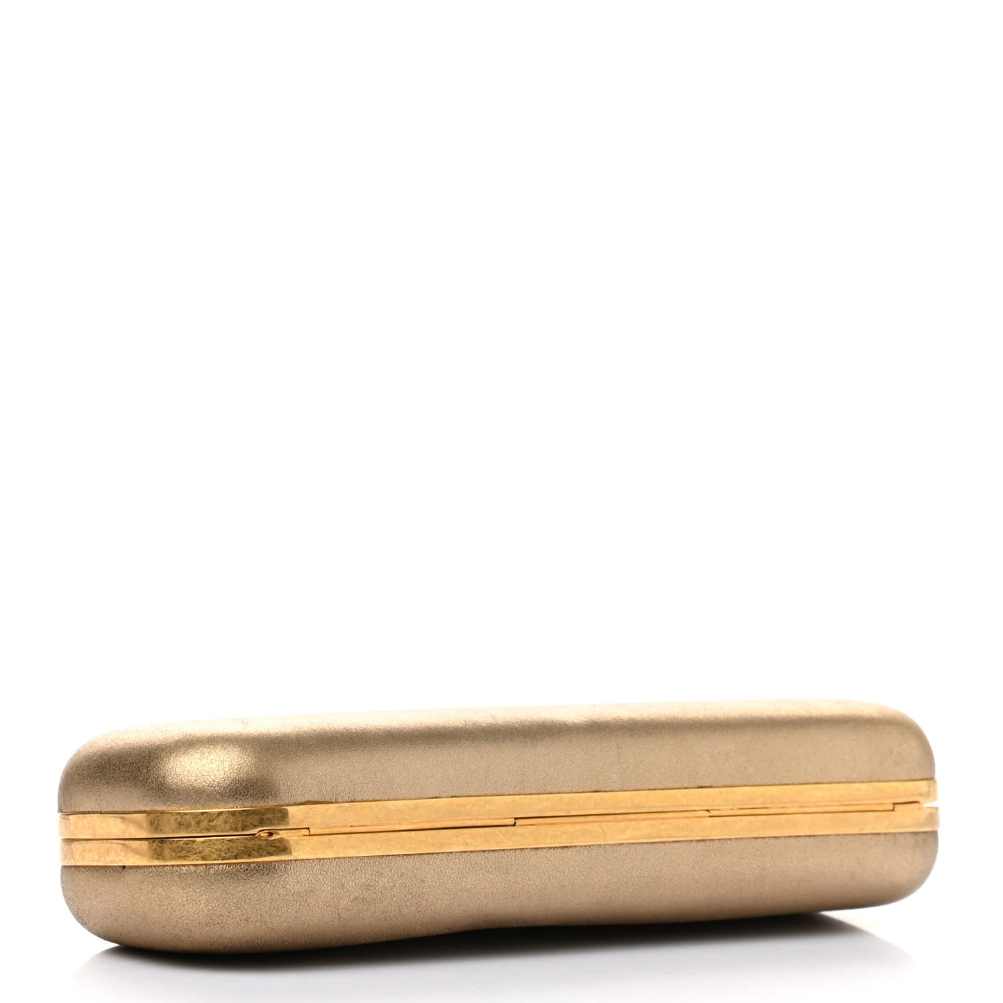 Metallic Lambskin Skull Knuckle Box Clutch Gold