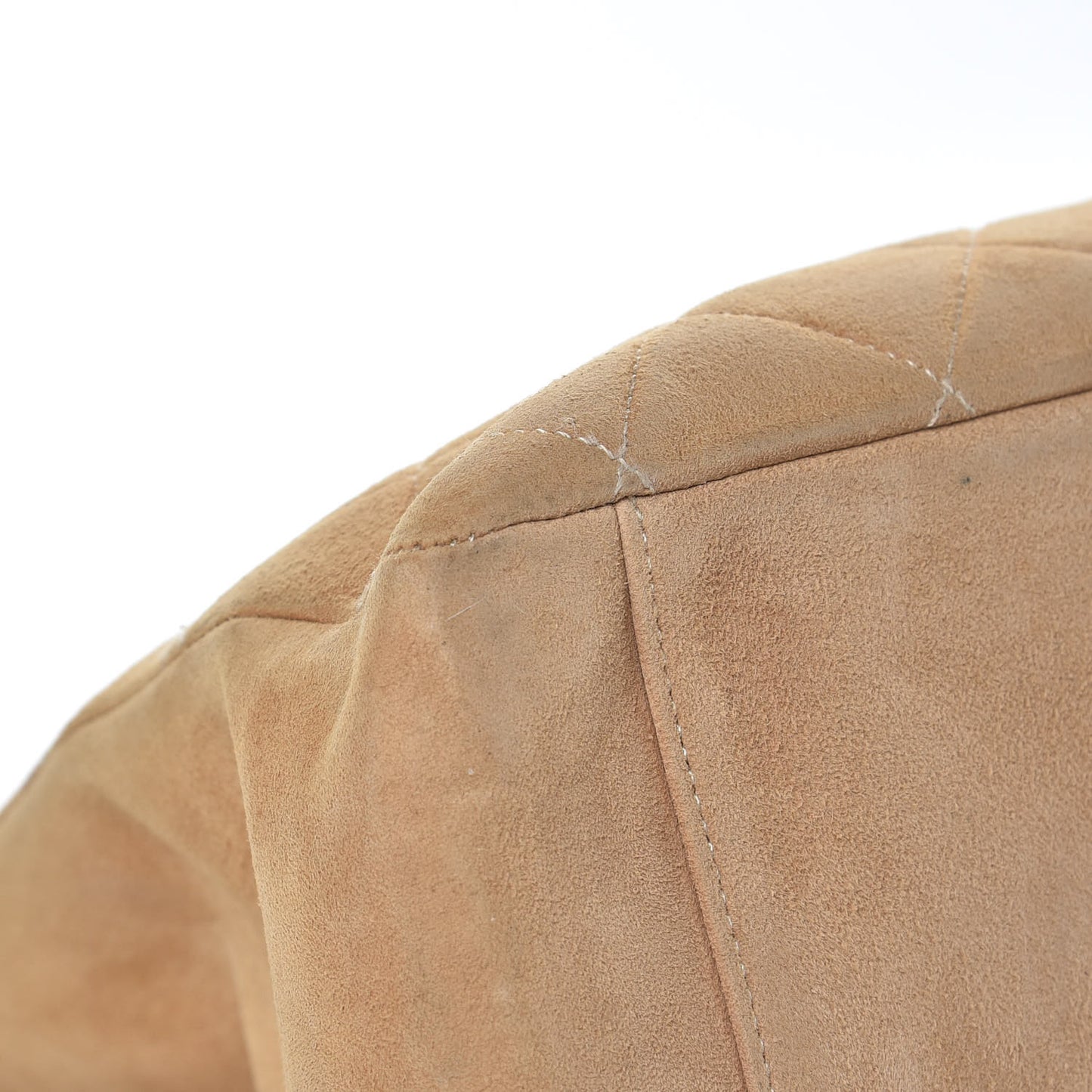 Suede Quilted Tote Beige