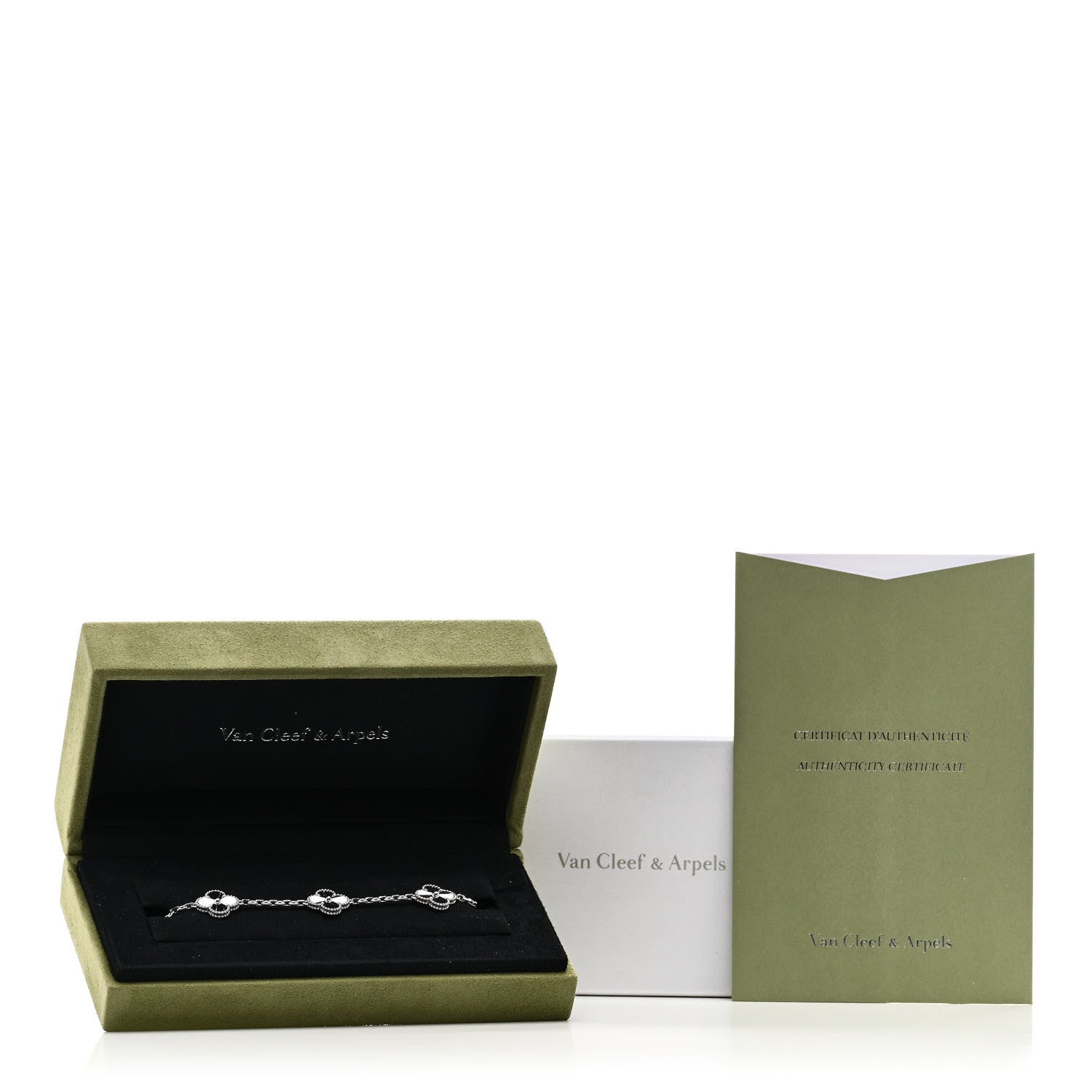 Van Cleef & Arpels 18K White Gold 5 Motifs Guilloche Vintage Alhambra Bracelet 5 of 5