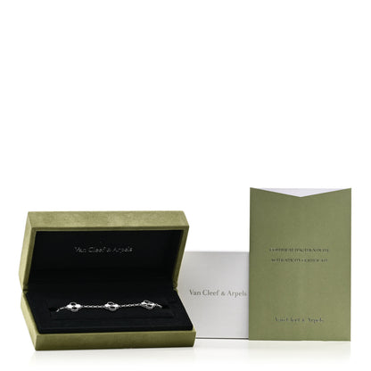 Van Cleef & Arpels 18K White Gold 5 Motifs Guilloche Vintage Alhambra Bracelet 5 of 5
