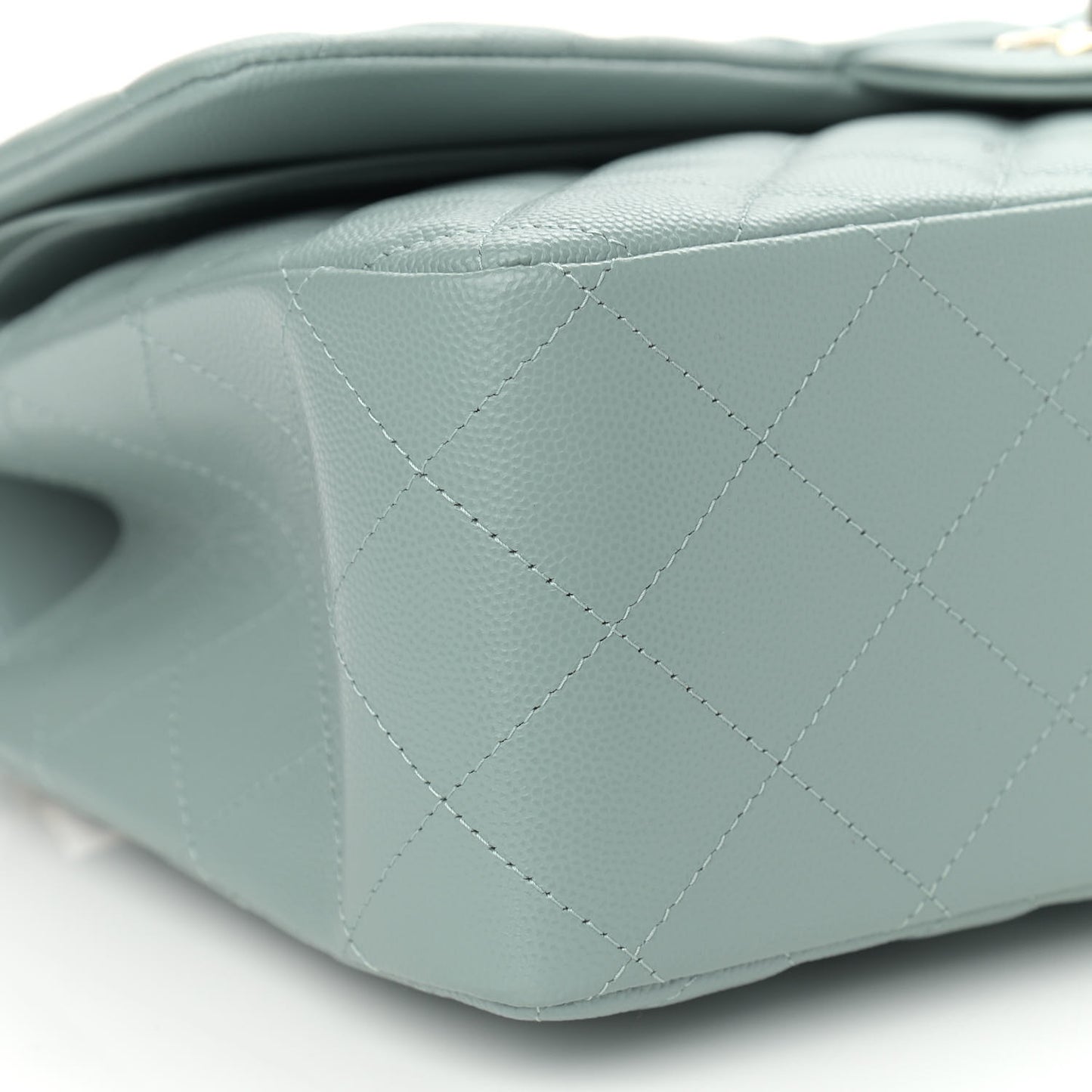 Caviar Quilted Jumbo Double Flap Dark Green