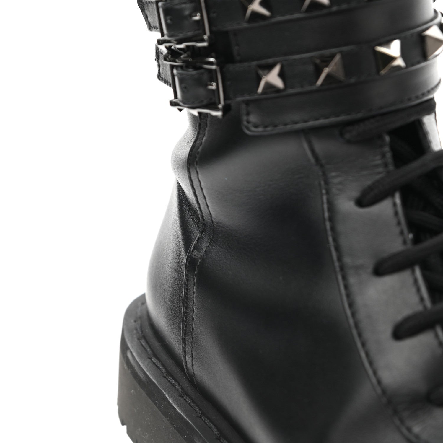 Valentino Garavani Calfskin Rockstud 20mm Combat Boots 36 Black 12 of 14