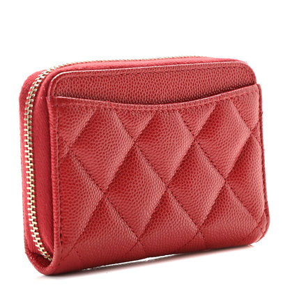 Chanel Caviar Quilted Zip Coin Purse Red 3 of 8