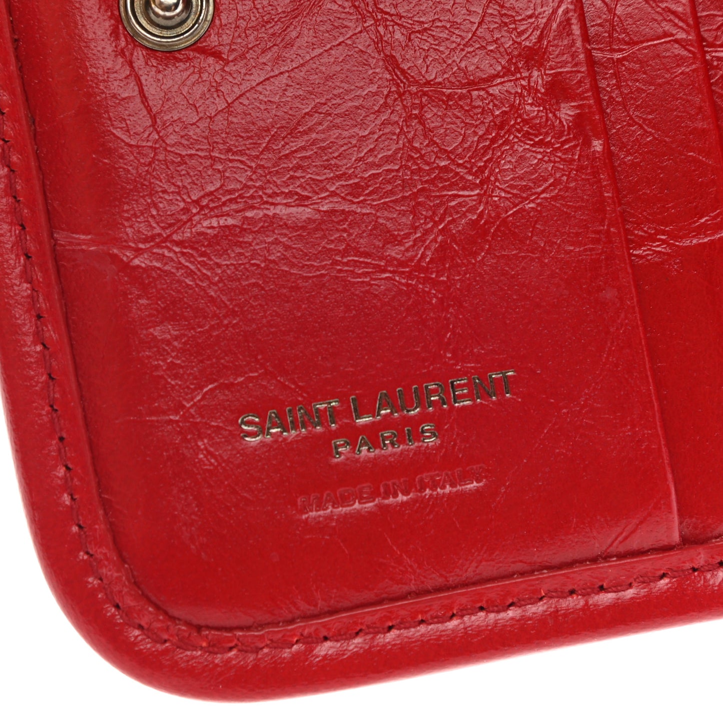 Crinkled Calfskin Matelasse Monogram Niki Compact Wallet Red