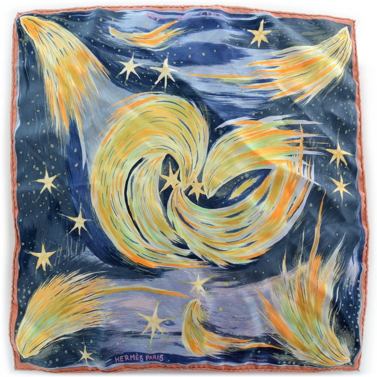 Silk Feux Du Ciel Pocket Square Scarf