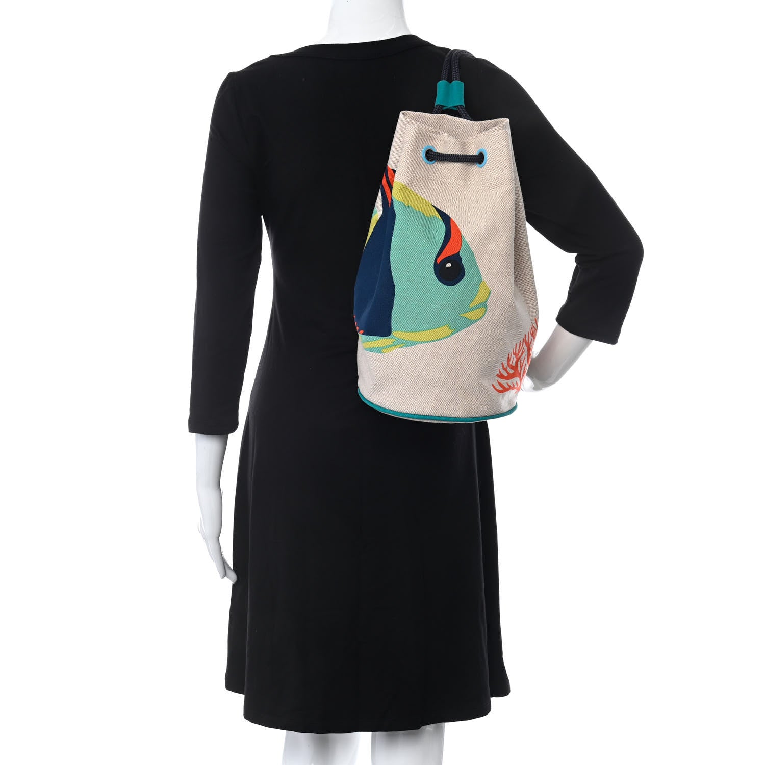 Hermes Toile H Canvas Under The Waves Drawstring Duffle Bag 2 of 10