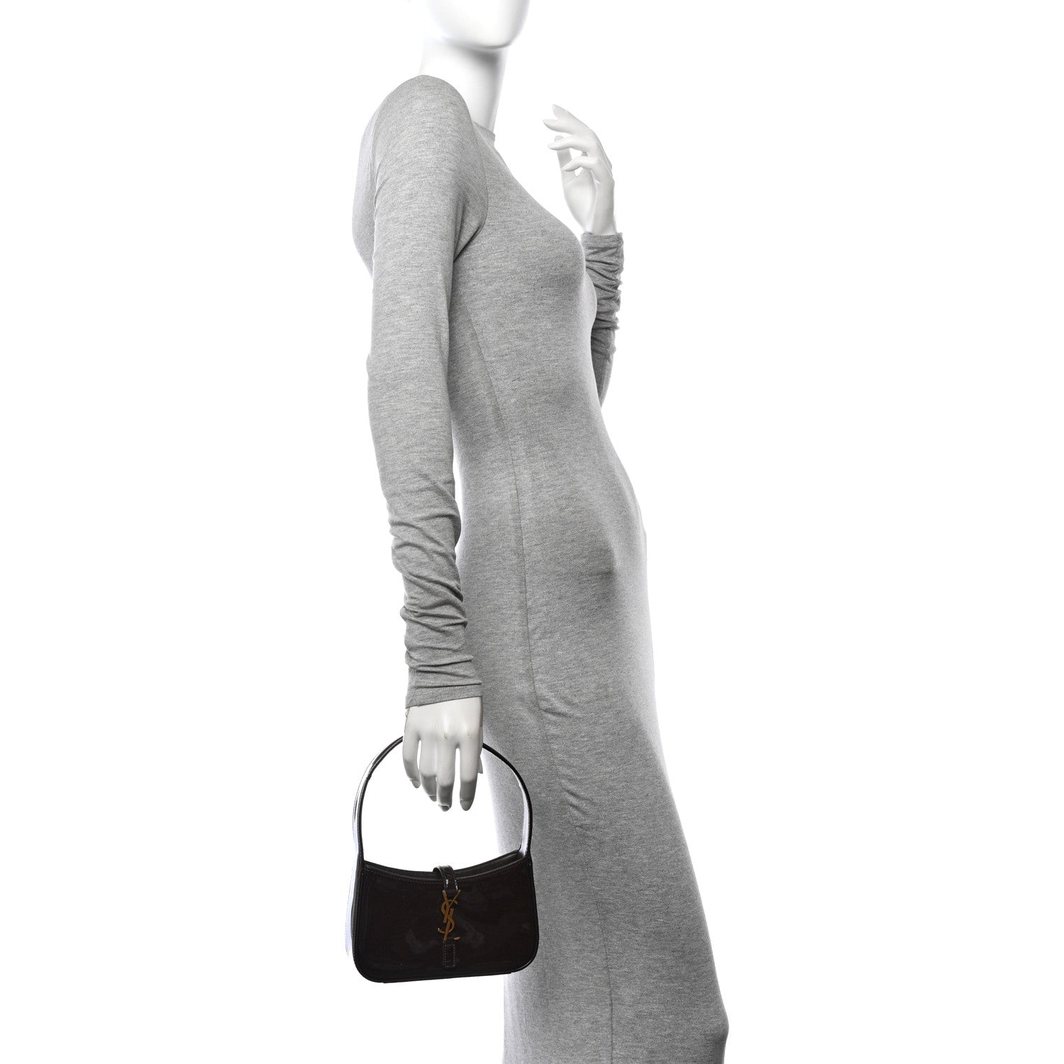 Saint Laurent Patent Calfskin Le 5 A 7 Mini Hobo Spicy Chocolate 2 of 13