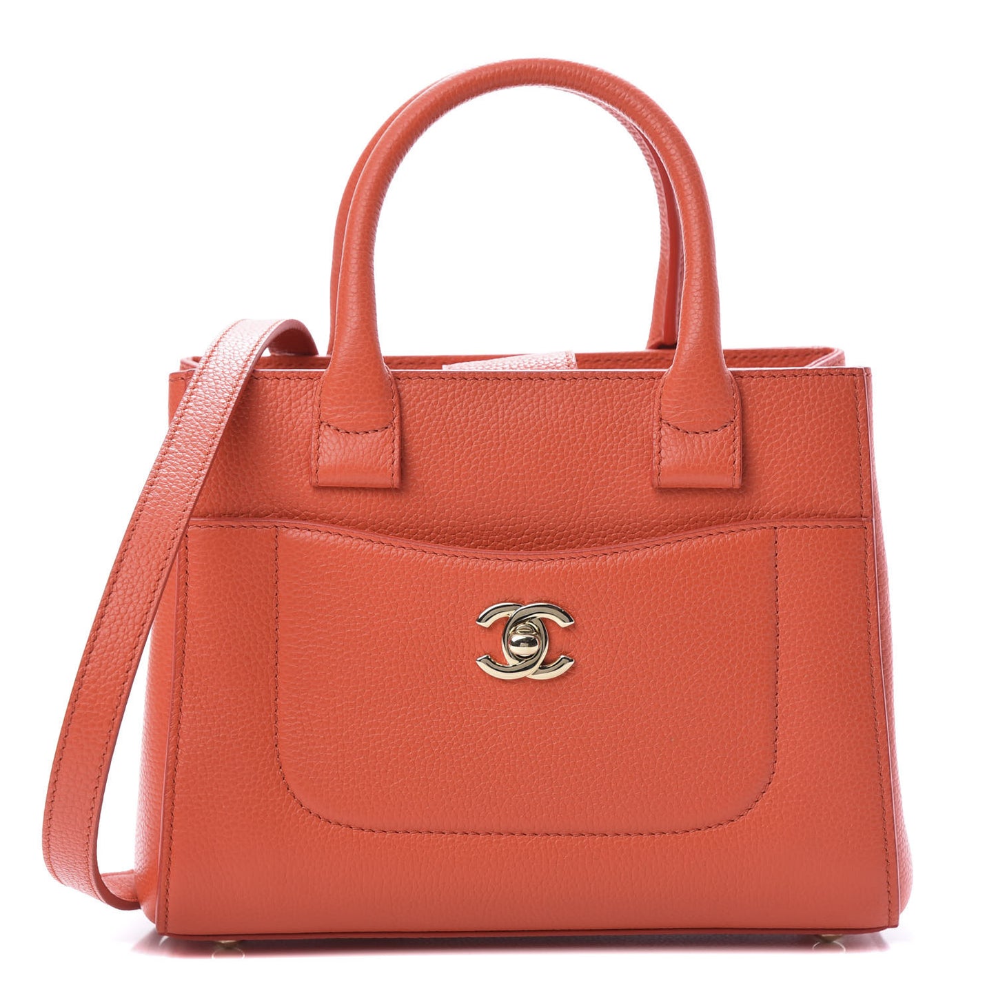 Grained Calfskin Mini Neo Executive Shopper Tote Red