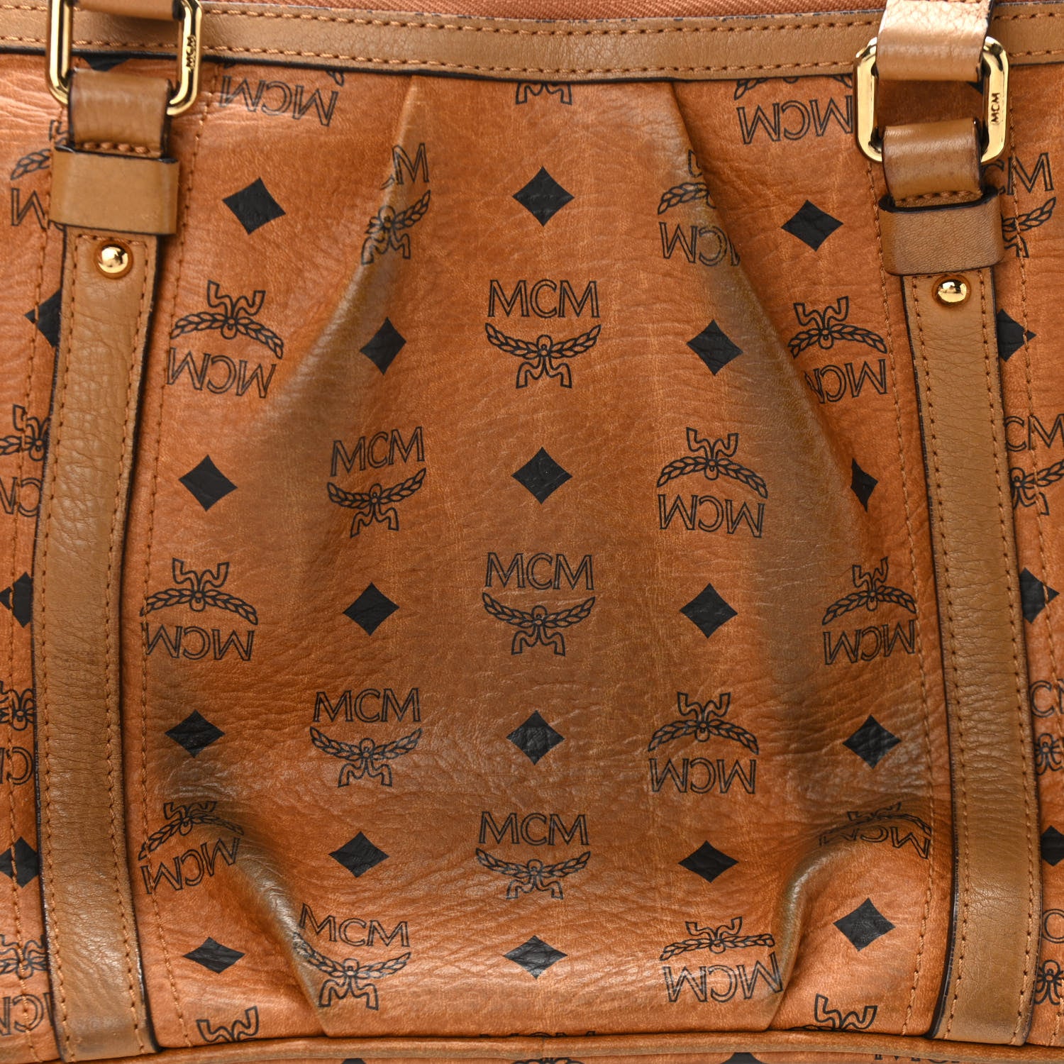 MCM Visetos Medium Essentials Shopper Tote Cognac 12 of 20