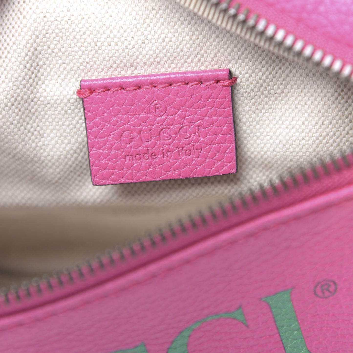 Grained Calfskin Small Logo Belt Bag Box Pink Green