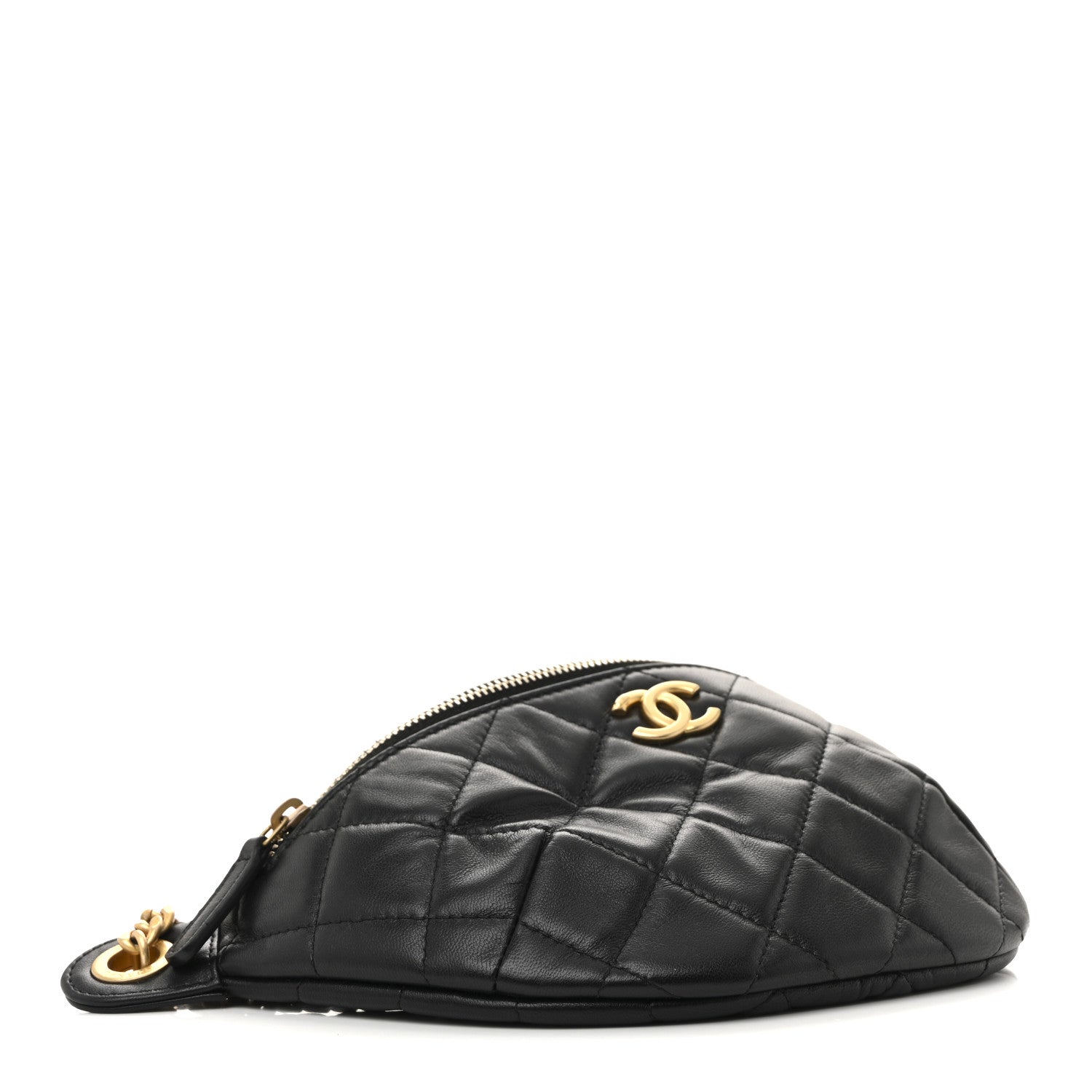 Chanel Lambskin Quilted Camellia Belt Bag Black 4 of 11