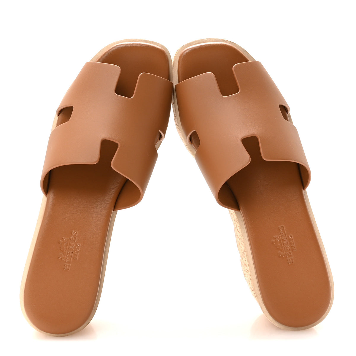 Hermes Calfskin Cork Eze 30 Sandals 36 Gold 2 of 9