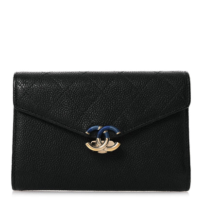 Chanel Caviar Quilted Thread CC Compact Flap Wallet Black 1 of 14