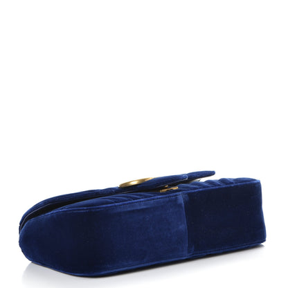 Gucci Velvet Matelasse Small GG Marmont Shoulder Bag Cobalt Blue 4 of 7