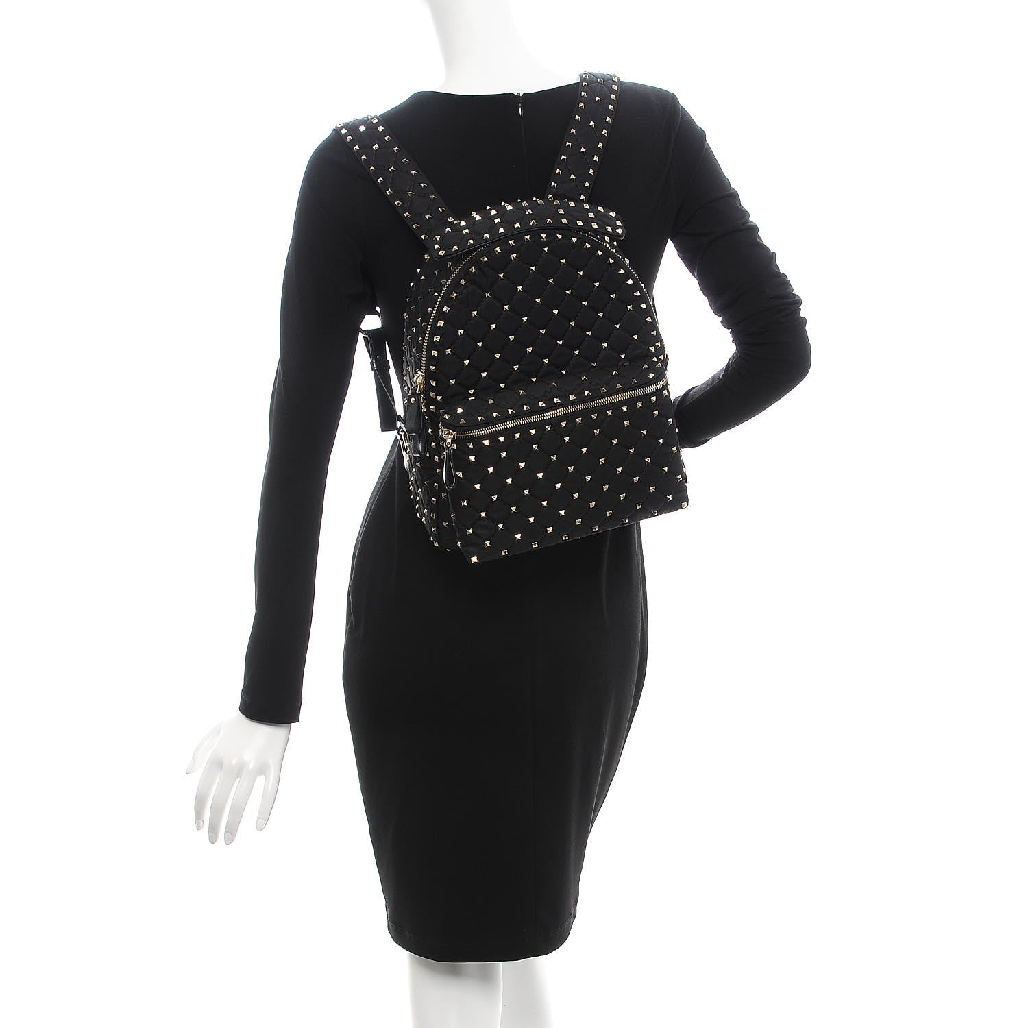 Valentino Garavani Nylon Quilted Rockstud Spike Backpack Black 2 of 6