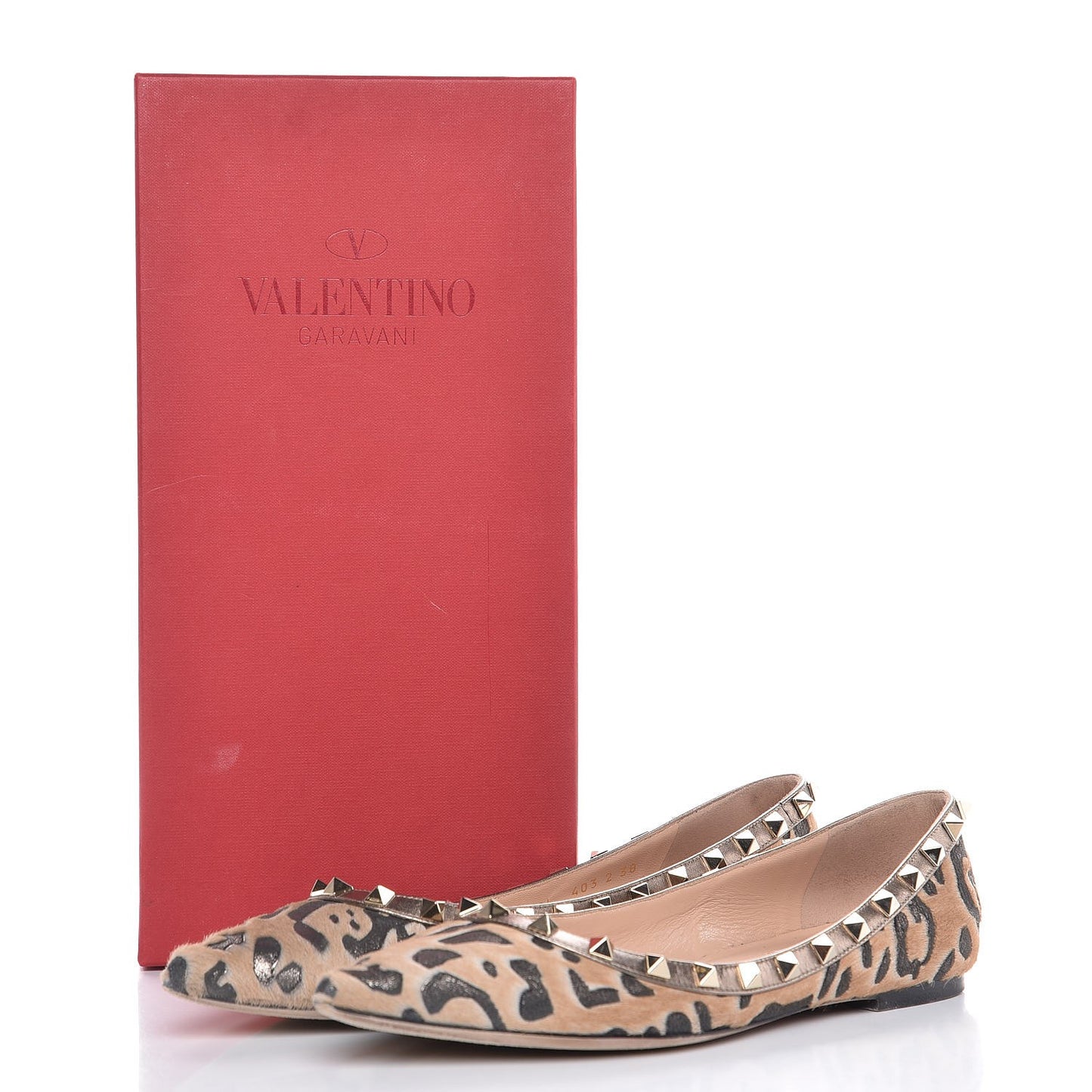 Calf Hair Leopard Print Rockstud Ballerina Flats 38 Fucile Al Campion