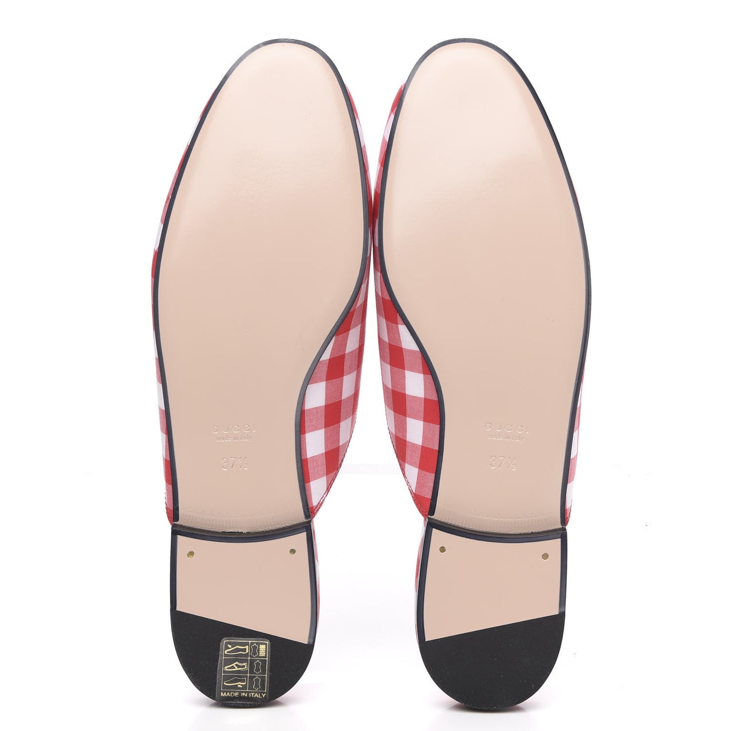 Cotton Gingham Womens Princetown Slippers 37.5 White Red