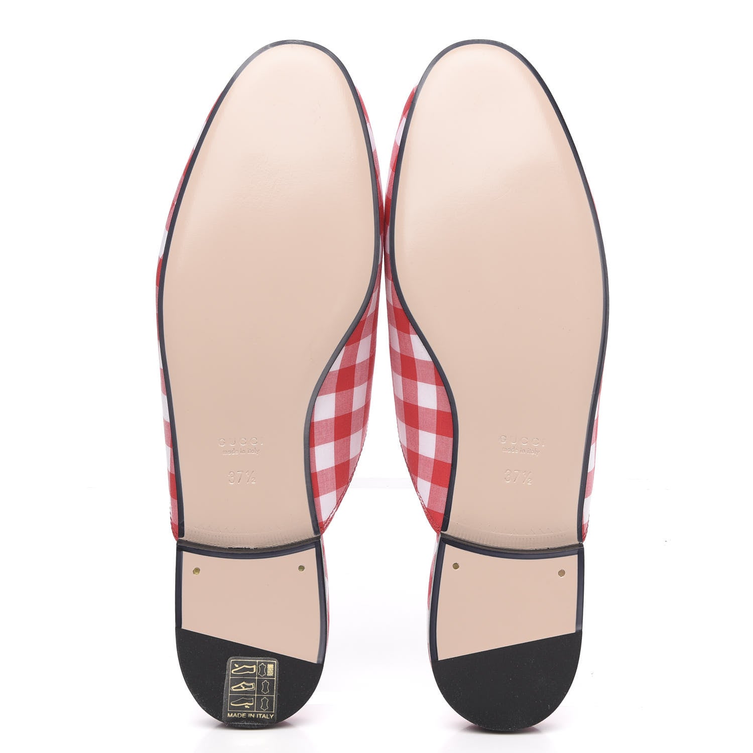 Gucci Cotton Gingham Womens Princetown Slippers 37.5 White Red 5 of 9