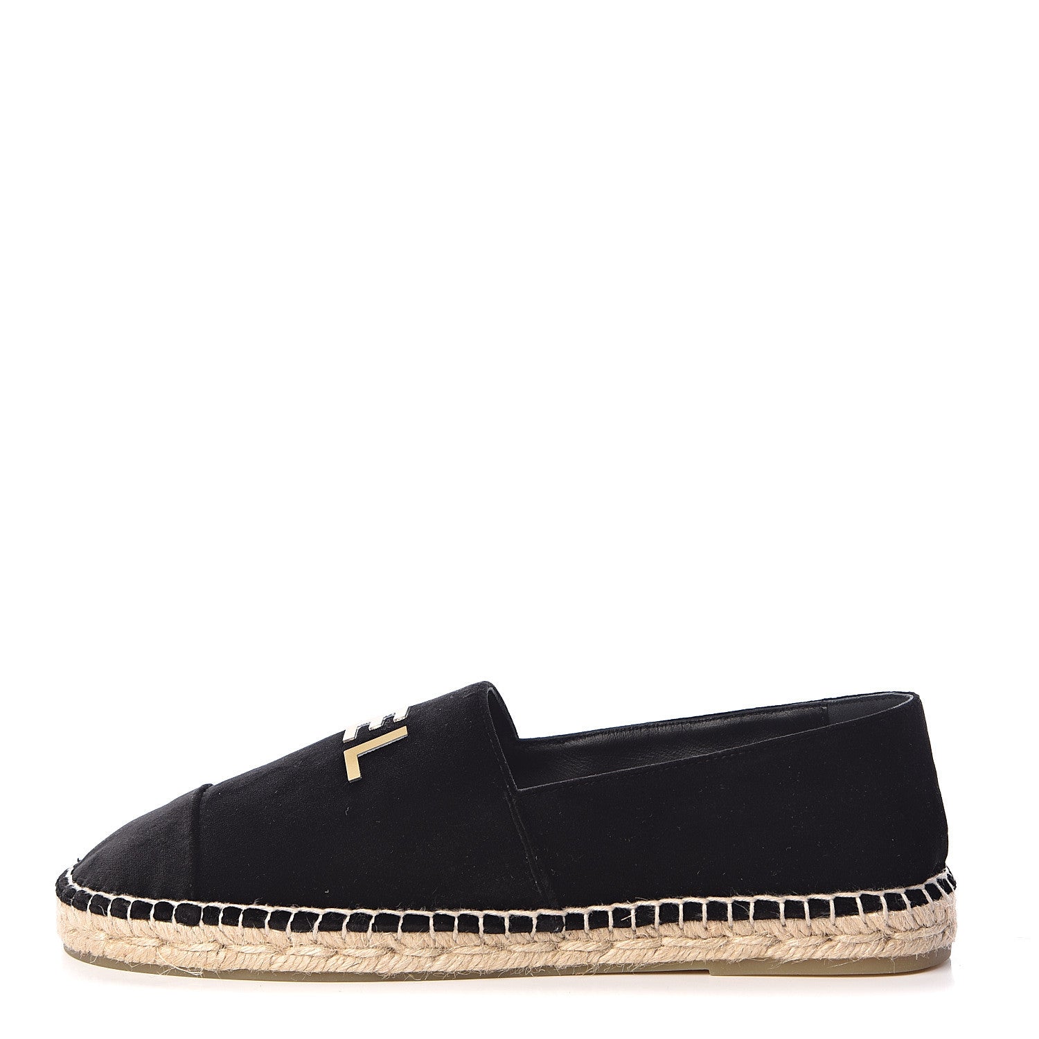 Chanel Velvet Logo Espadrilles 40 Black 1 of 9