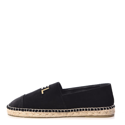 Chanel Velvet Logo Espadrilles 40 Black 1 of 9