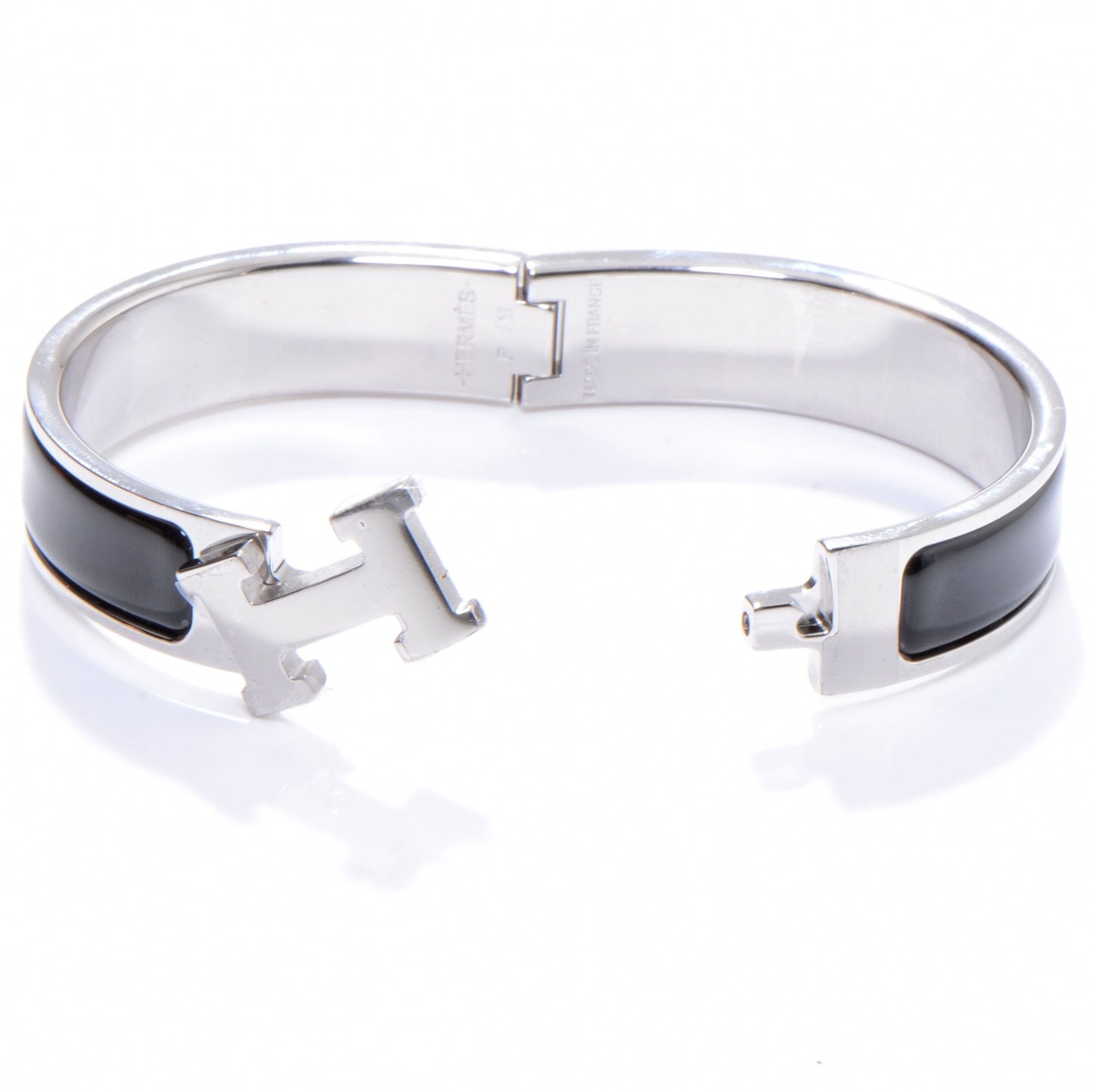 Enamel Narrow Clic Clac H Bracelet PM Black