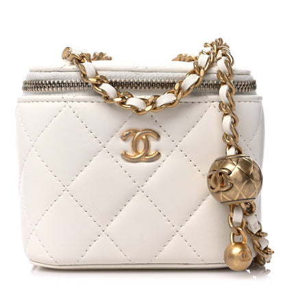 Chanel Lambskin Quilted Pearl Crush Mini Vanity Case With Chain White 1 of 11