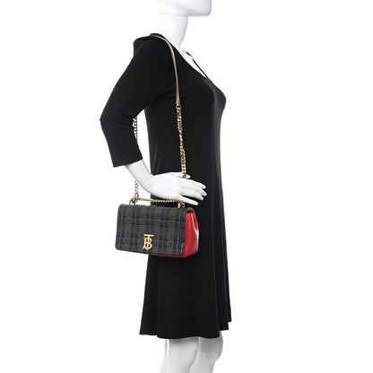 Burberry Lambskin Quilted Small Lola Tri-Color Bag Black Red Camel 3 of 8