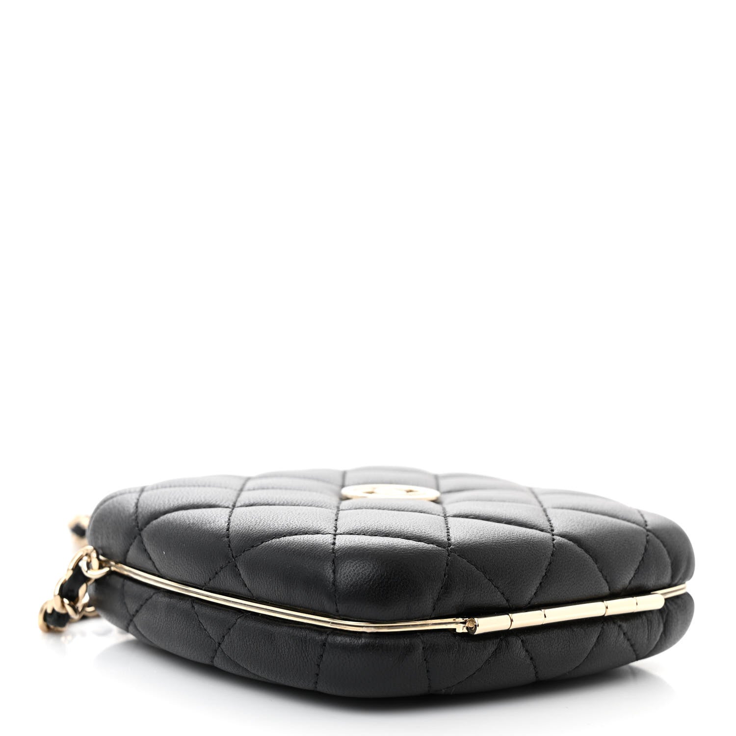 Chanel Lambskin Quilted Compact Vanity Case Purse With Chain Black 4 of 11