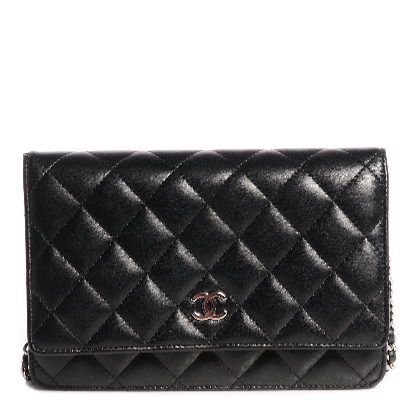 Lambskin Quilted Wallet On Chain WOC Black