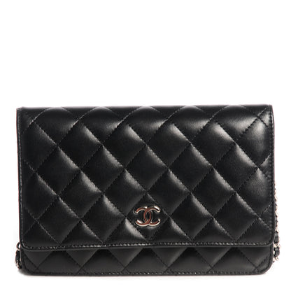 Chanel Lambskin Quilted Wallet On Chain WOC Black 1 of 9