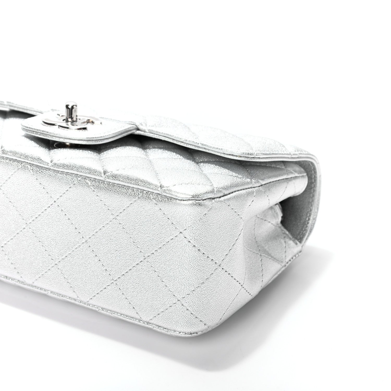 Chanel Metallic Lambskin Quilted Mini Rectangular Flap Silver 9 of 9